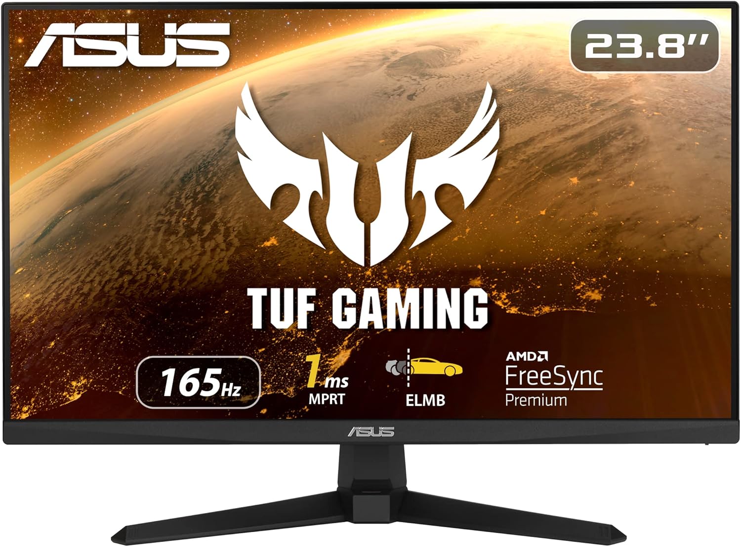 ASUS TUF Gaming VG247Q1A Monitor Gaming 24”, FullHD (1920x1080), 165Hz, Tempo di Risposta 1ms, Adaptive Sync, FreeSync Premium, Extreme Low Motion Blur, Regolabile, Nero